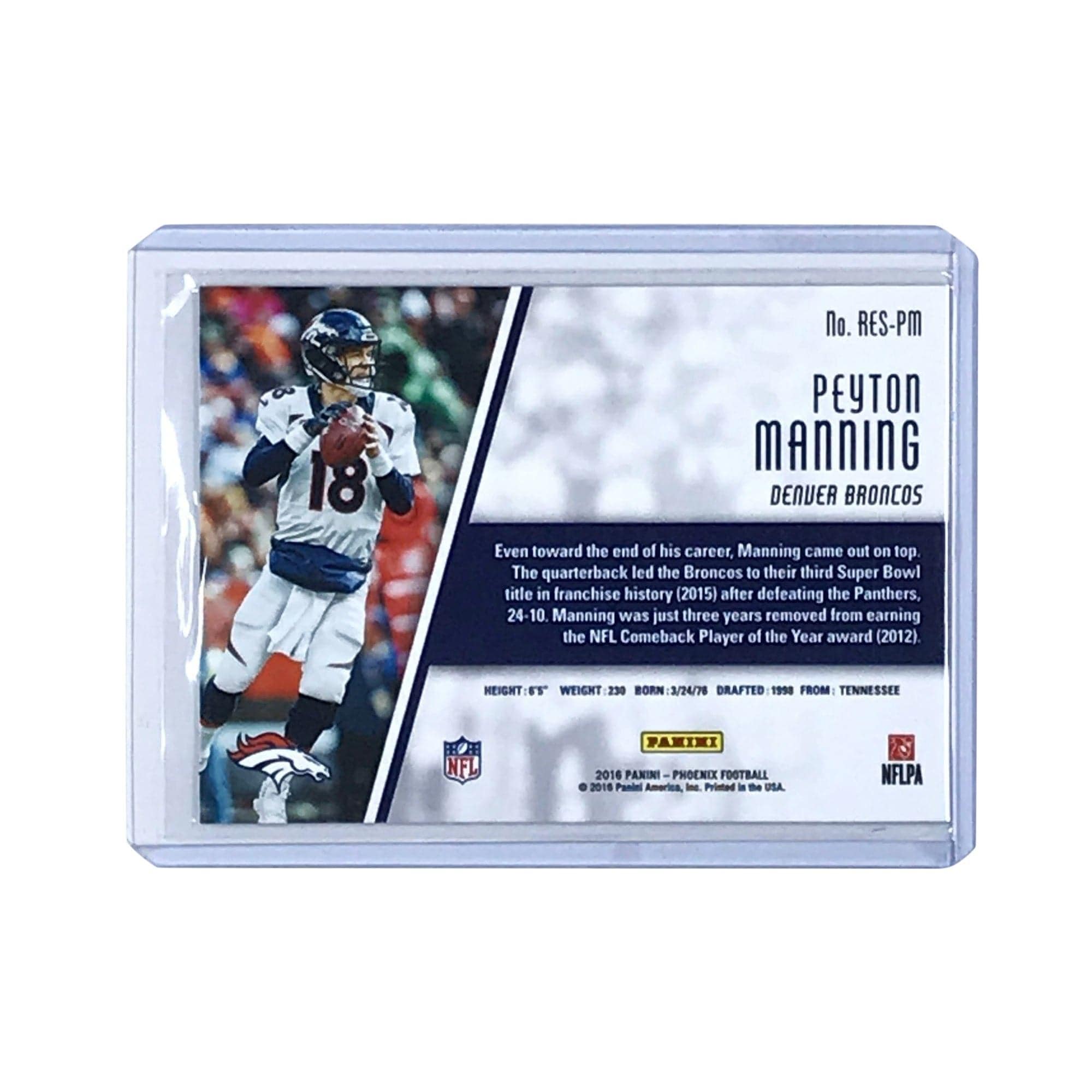 Panini Cards Peyton Manning Denver Broncos 2016 Panini Phoenix NFL Resurgence /399 Red Card
