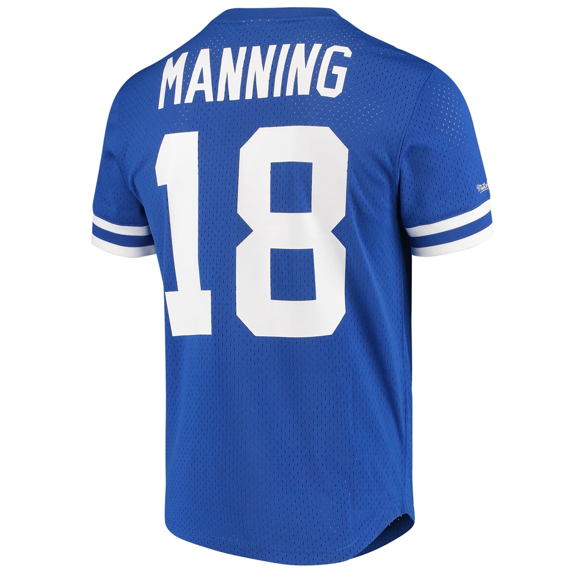 Mitchell And Ness T-Shirts Peyton Manning Indianapolis Colts Mitchell & Ness NFL Name Number Mesh Crew - Blue