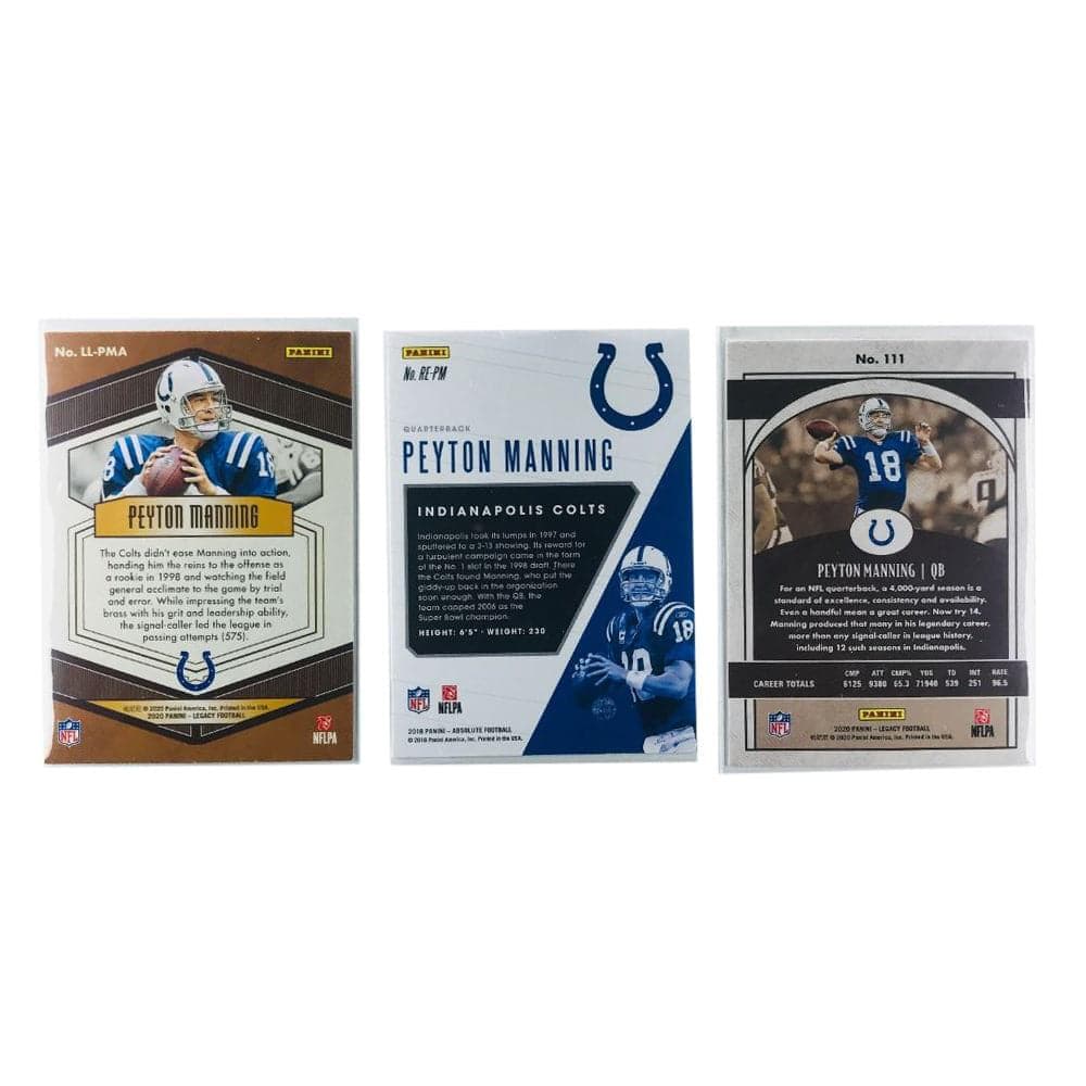 Panini Cards Peyton Manning Indianapolis Colts Panini NFL 3 Insert Card Set