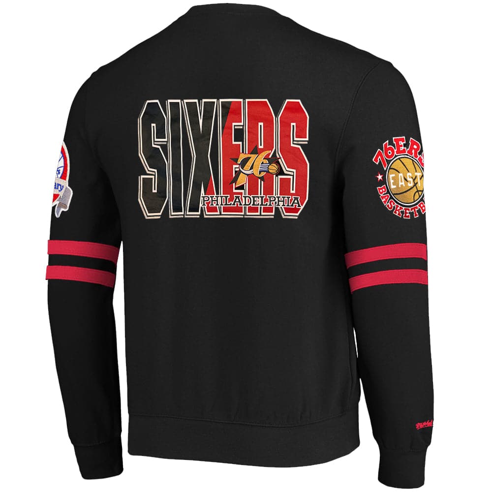 Mitchell And Ness Jumpers Philadelphia 76ers Mitchell & Ness NBA All Over 2.0 Crew Jumper - Red