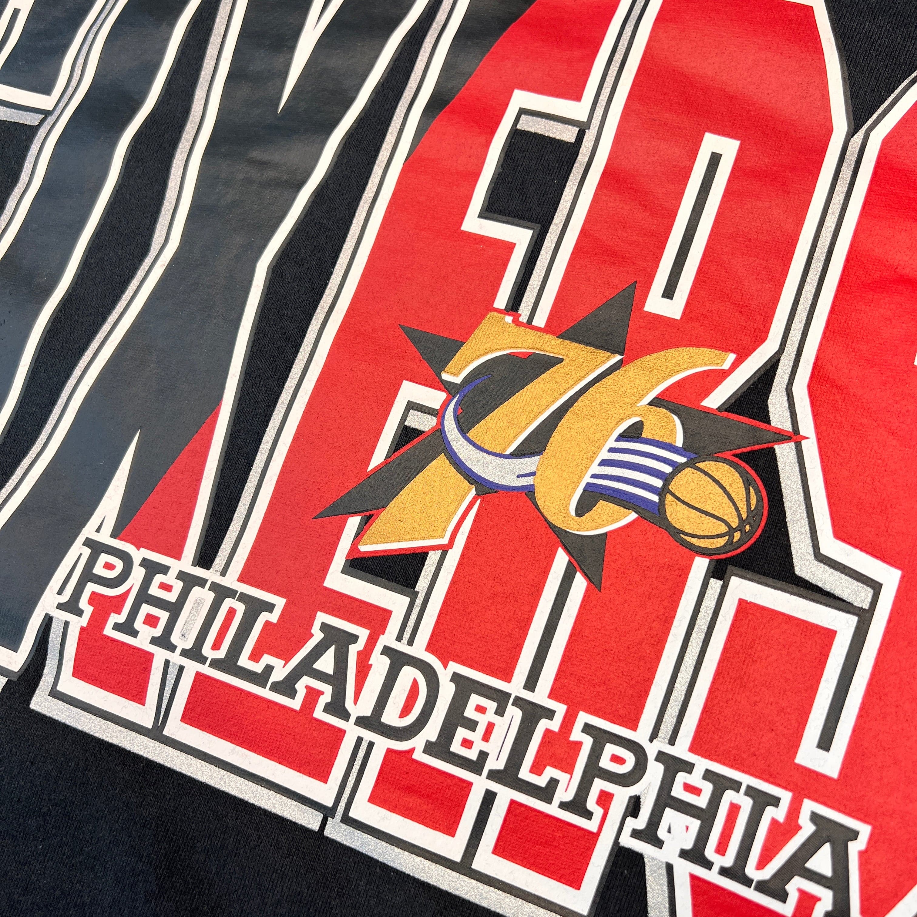Mitchell And Ness Jumpers Philadelphia 76ers Mitchell & Ness NBA All Over 2.0 Crew Jumper - Red