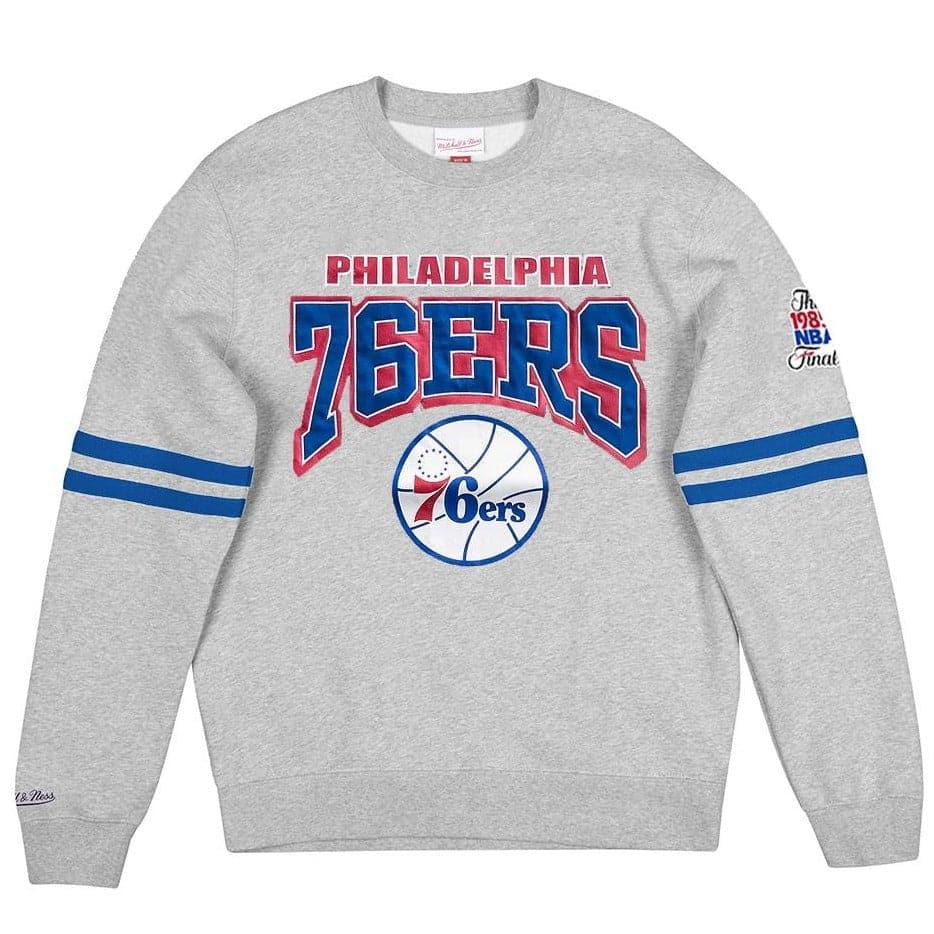 Mitchell And Ness Jumpers Philadelphia 76ers Mitchell & Ness NBA All Over Champs Premium Crew Jumper - Grey