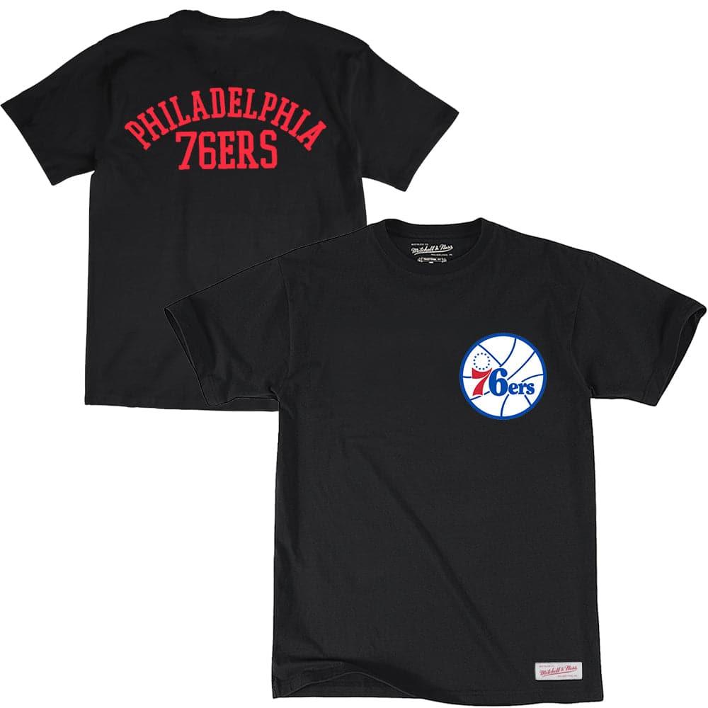 Mitchell And Ness T-Shirts Philadelphia 76ers Mitchell & Ness NBA Arch Wordmark T-Shirt - Black