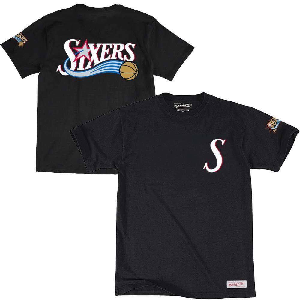 Mitchell And Ness T-Shirts XL Philadelphia 76ers Mitchell & Ness NBA Ball Game T-Shirt - Black