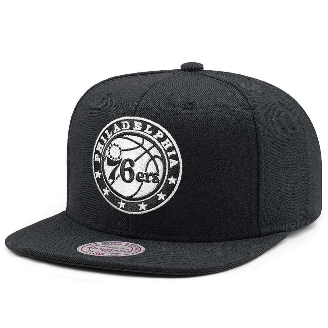 Mitchell And Ness Caps Philadelphia 76ers Mitchell & Ness NBA Black & White High Crown Snapback Hat
