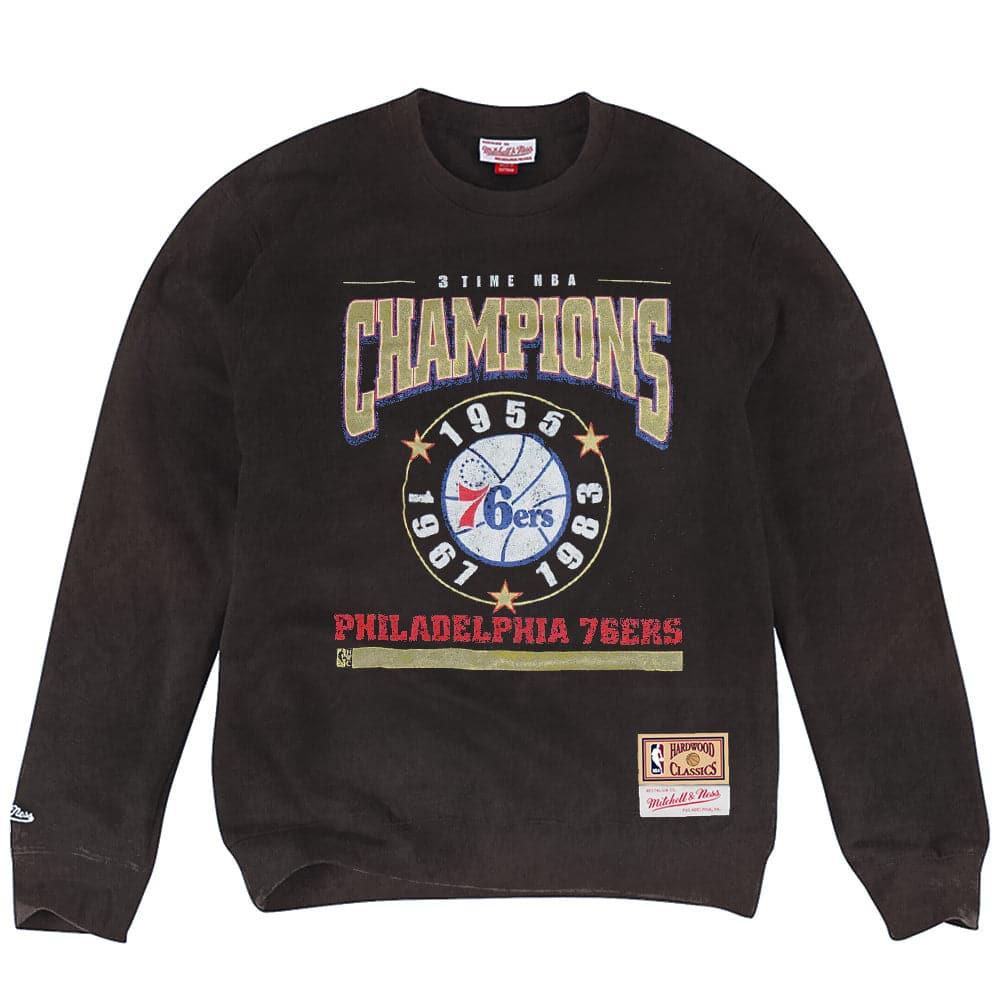 Mitchell And Ness Jumpers Philadelphia 76ers Mitchell & Ness NBA Champions By Year Crew Jumper - Vintage Black