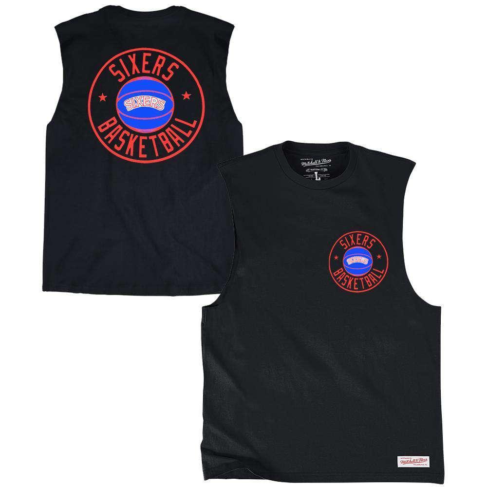 Mitchell And Ness T-Shirts Philadelphia 76ers Mitchell & Ness NBA Full Circle Muscle T-Shirt - Black