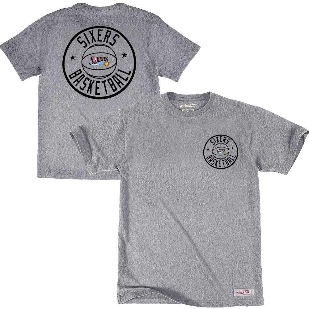 Mitchell And Ness T-Shirts Philadelphia 76ers Mitchell & Ness NBA Full Circle T-Shirt - Grey Marle