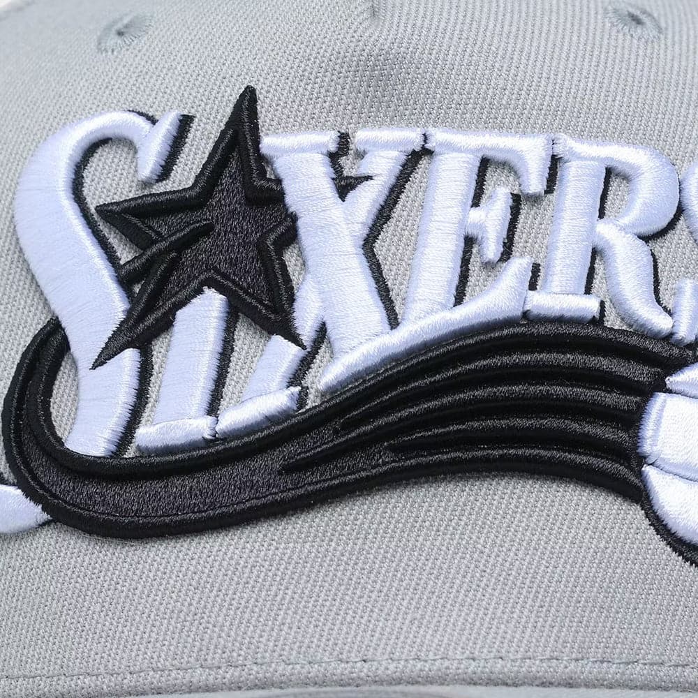 Mitchell And Ness Caps Philadelphia 76ers Mitchell & Ness NBA Greytones Classic Red Snapback Hat - Grey