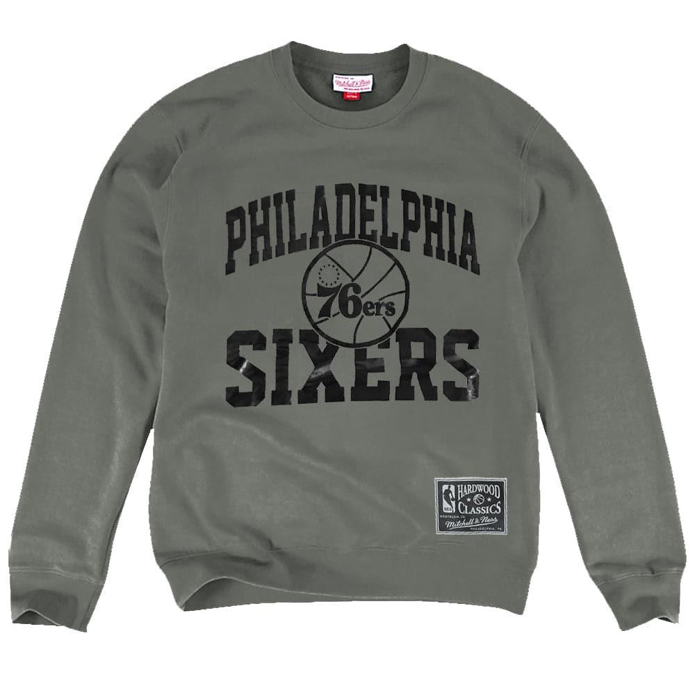 Mitchell And Ness Jumpers Philadelphia 76ers Mitchell & Ness NBA Gunmetal Arch Crew Jumper - Grey