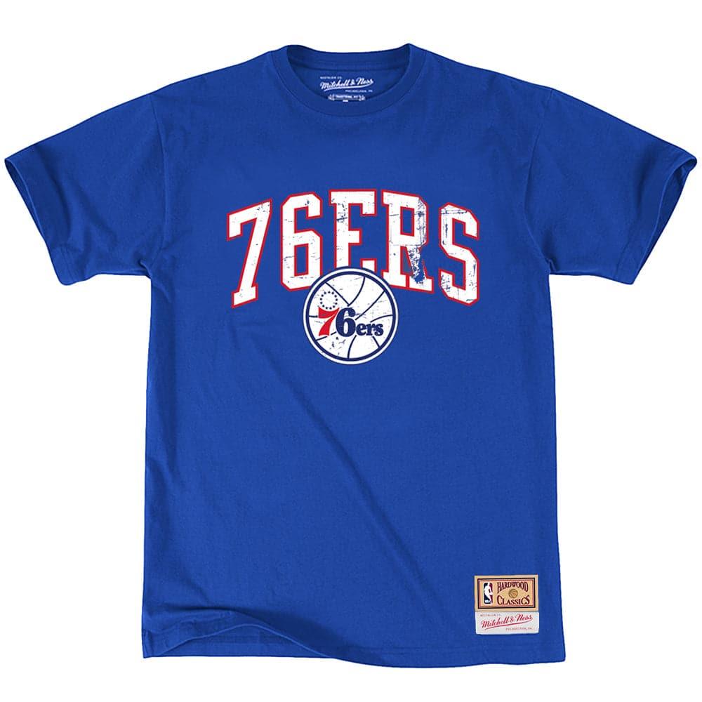 Mitchell And Ness T-Shirts Philadelphia 76ers Mitchell & Ness NBA Hat Hook T-Shirt - Blue