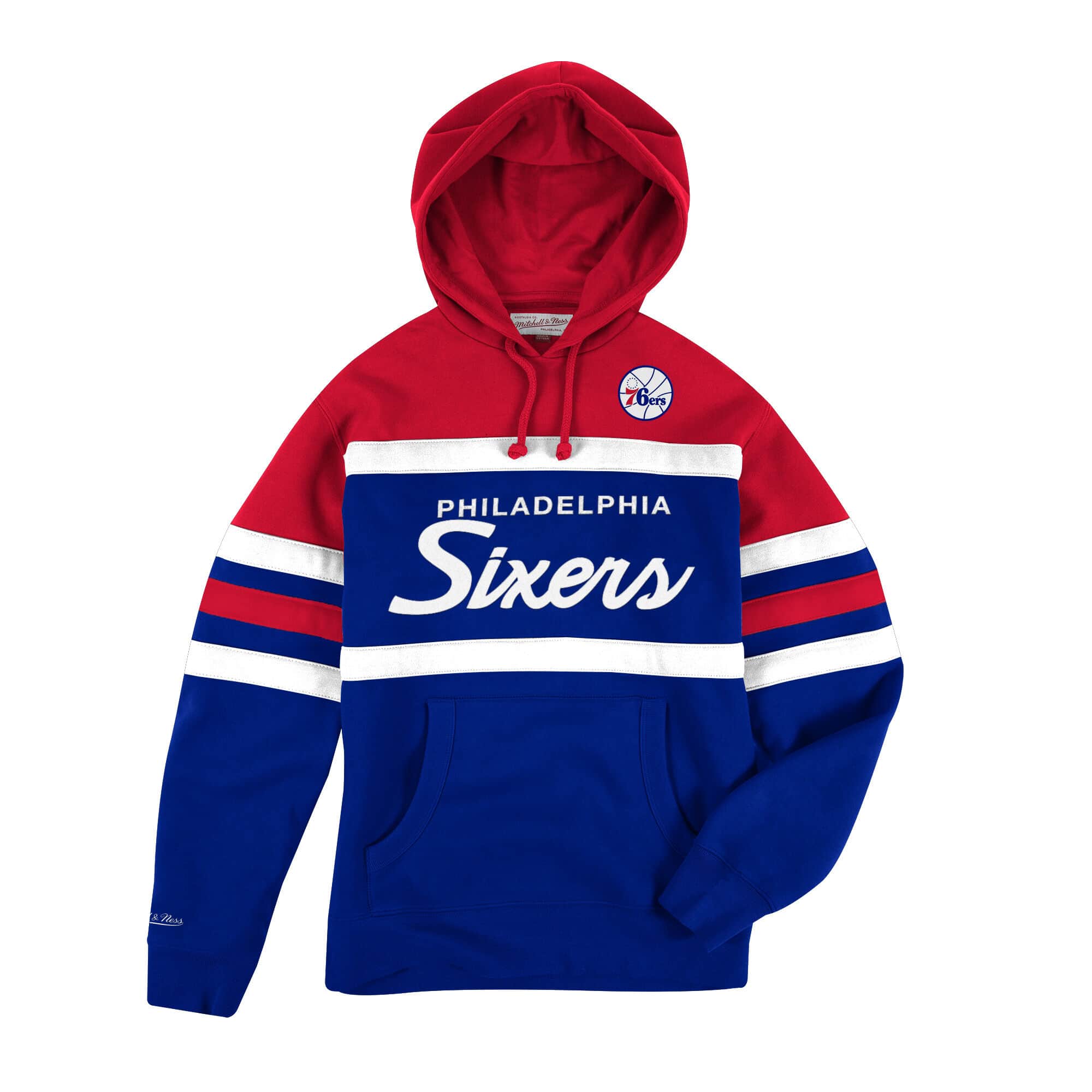Mitchell And Ness Jumpers Philadelphia 76ers Mitchell & Ness NBA Head Coach Hoodie Jumper - Blue