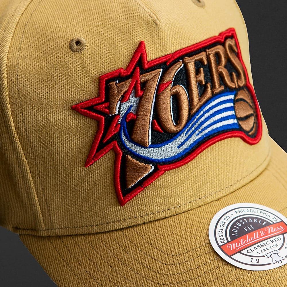 Mitchell And Ness Caps Philadelphia 76ers Mitchell & Ness NBA HWC Classic Red Snapback Hat - Camel