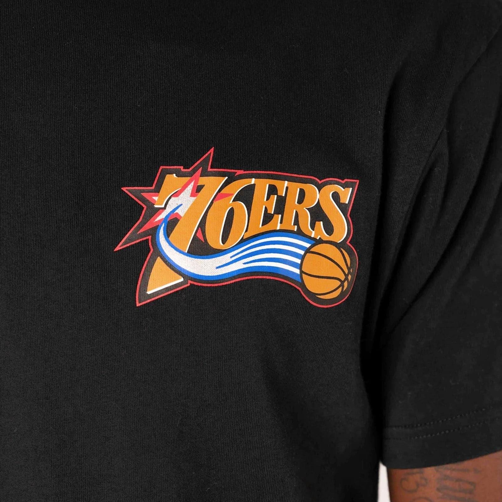 Mitchell And Ness T-Shirts Philadelphia 76ers Mitchell & Ness NBA HWC Retro Repeat T-Shirt - Black