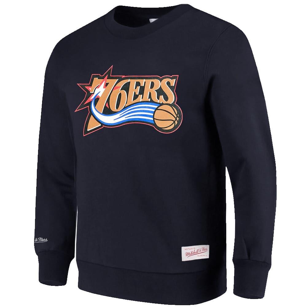 Mitchell And Ness Jumpers Philadelphia 76ers Mitchell & Ness NBA HWC Throwback Logo Crew Jumper - Navy