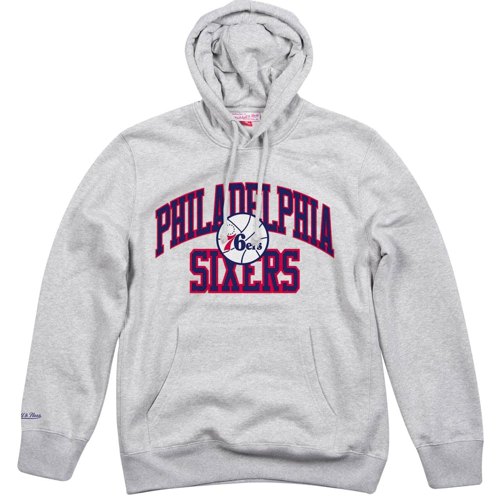 Mitchell And Ness Jumpers Philadelphia 76ers Mitchell & Ness NBA Playoff Win Hoodie Jumper - Grey