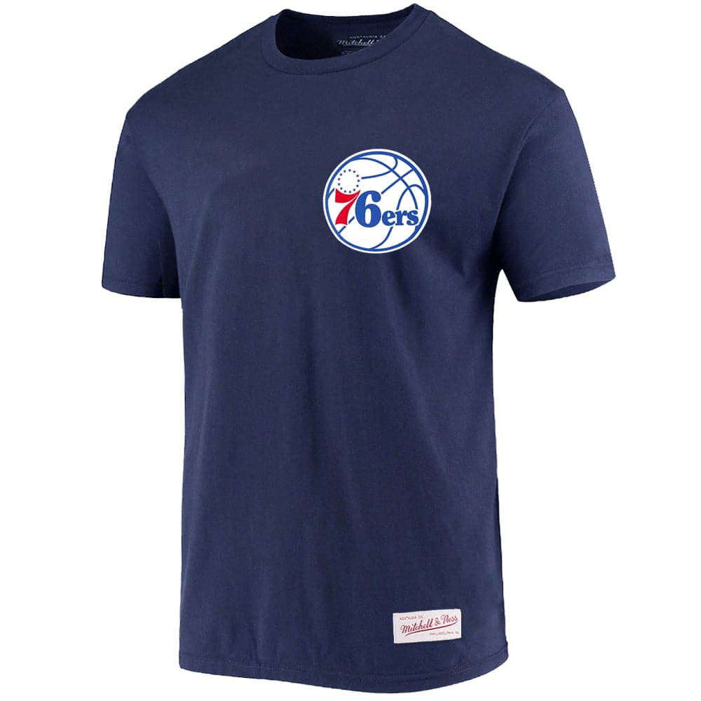 Mitchell And Ness T-Shirts Philadelphia 76ers Mitchell & Ness NBA Retro Repeat T-Shirt - Navy