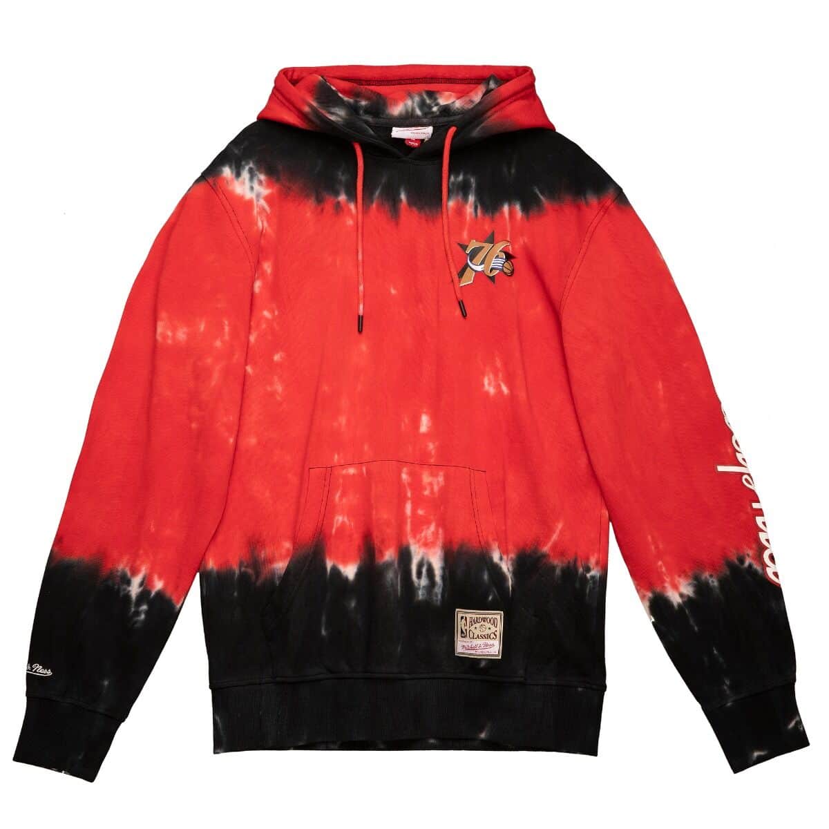Mitchell And Ness Jumpers Philadelphia 76ers Mitchell & Ness NBA Tie Dye Premium Hoodie Jumper - Red