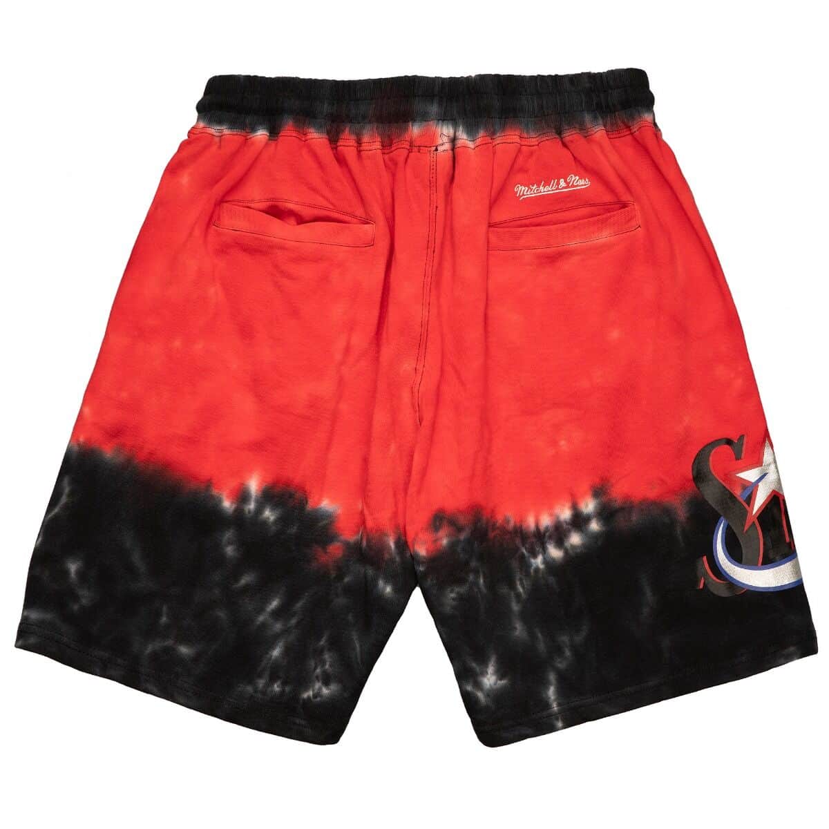 Mitchell And Ness Shorts Philadelphia 76ers Mitchell & Ness NBA Tie Dye Premium Terry Shorts - Red