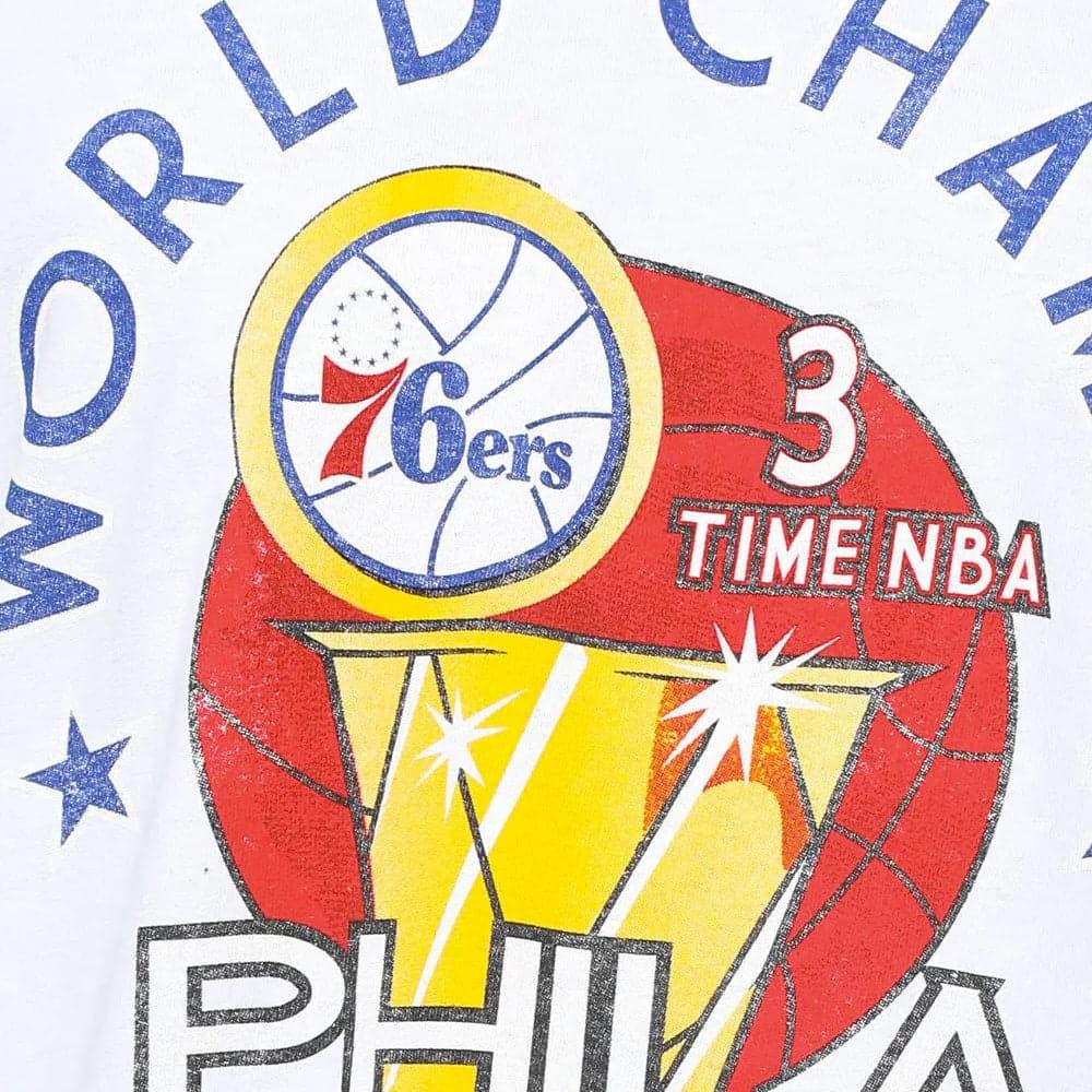 Mitchell And Ness T-Shirts Philadelphia 76ers Mitchell & Ness NBA World Champs Vintage T-Shirt - White