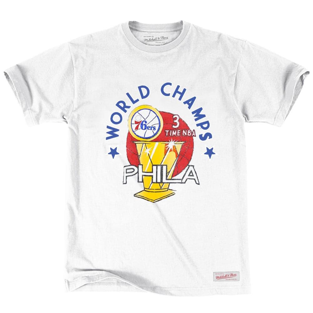 Mitchell And Ness T-Shirts Philadelphia 76ers Mitchell & Ness NBA World Champs Vintage T-Shirt - White