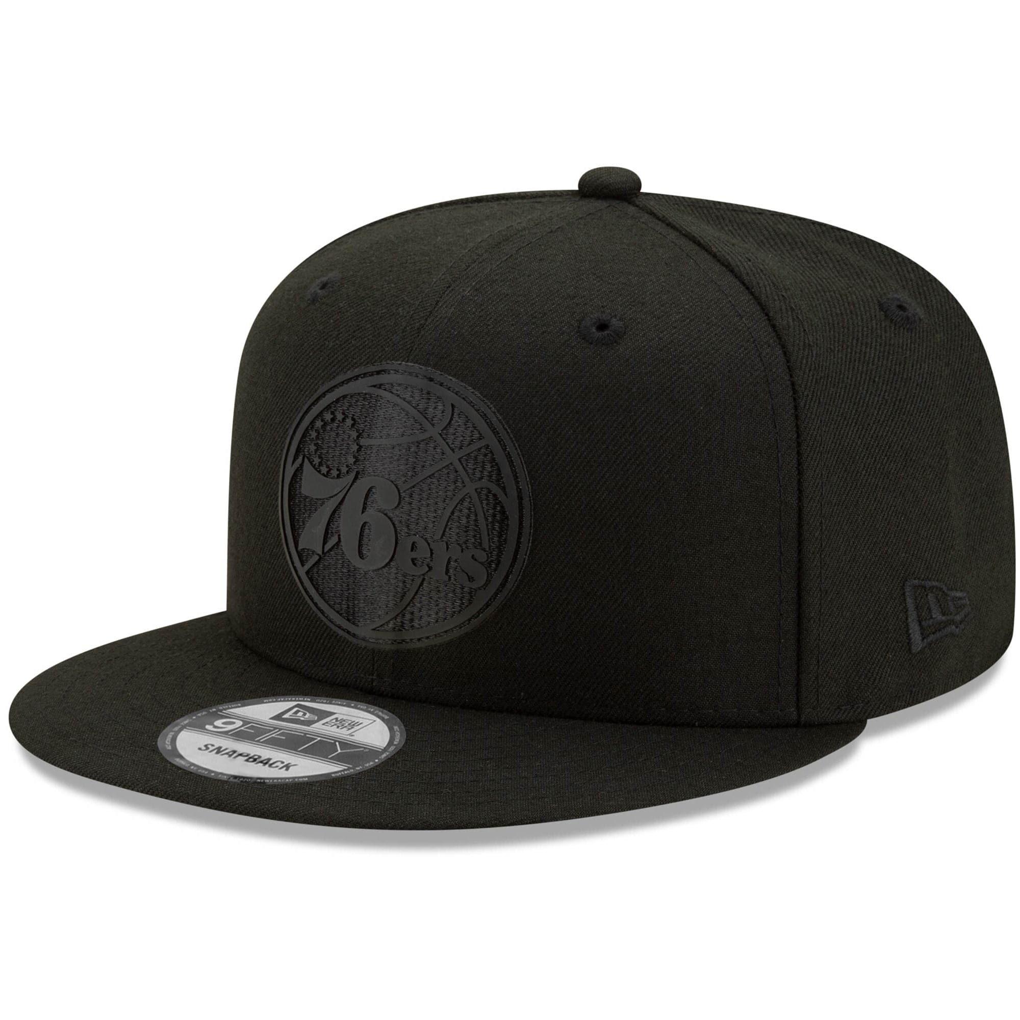 New Era Caps Philadelphia 76ers New Era NBA 2020 Black On Black Back Half 9FIFTY Snapback Hat