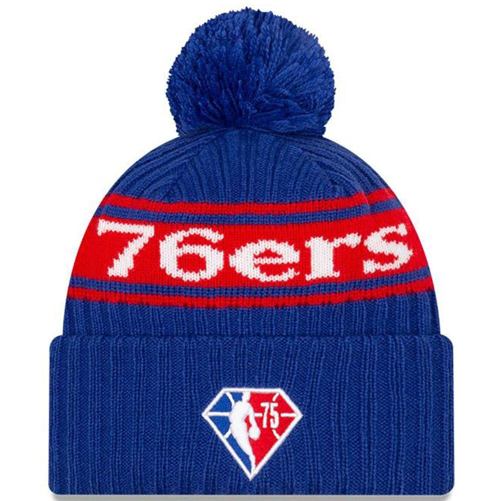 New Era Beanies Philadelphia 76ers New Era NBA 2021 Draft Pom Knit Beanie - Blue