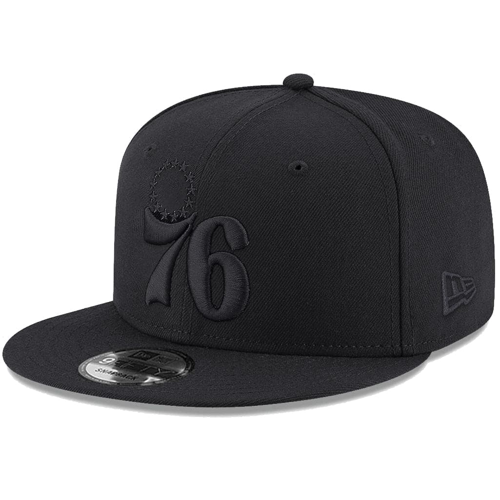 New Era Caps Philadelphia 76ers New Era NBA Black On Black 9FIFTY Snapback Hat