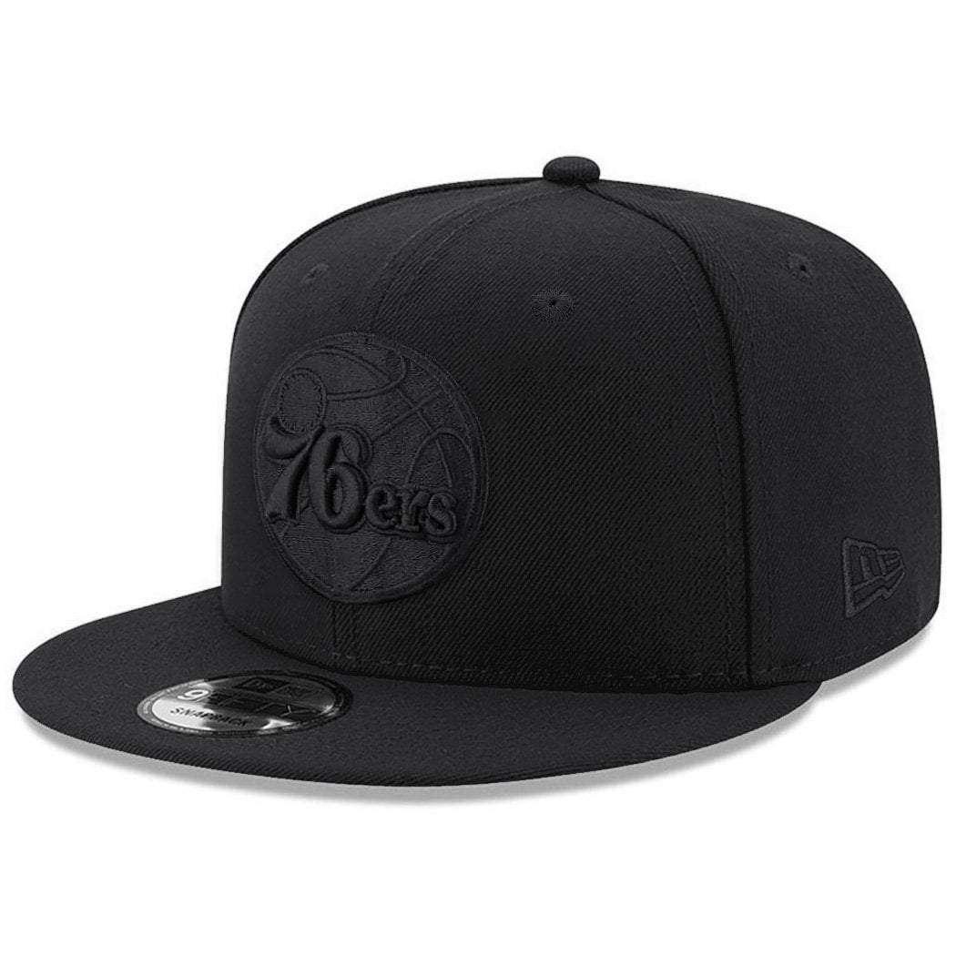 New Era Caps Philadelphia 76ers New Era NBA Black On Black 9FIFTY Snapback Hat