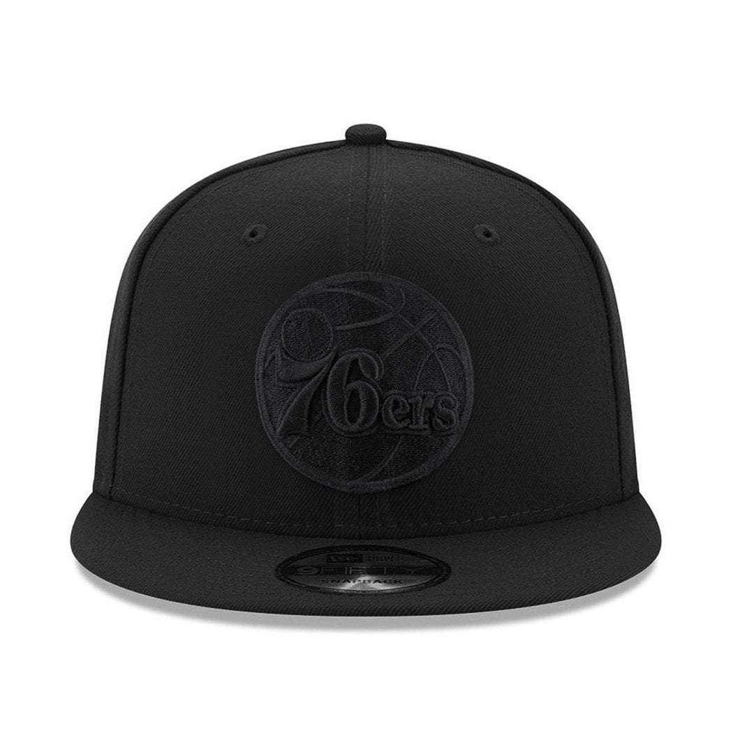 New Era Caps Philadelphia 76ers New Era NBA Black On Black 9FIFTY Snapback Hat