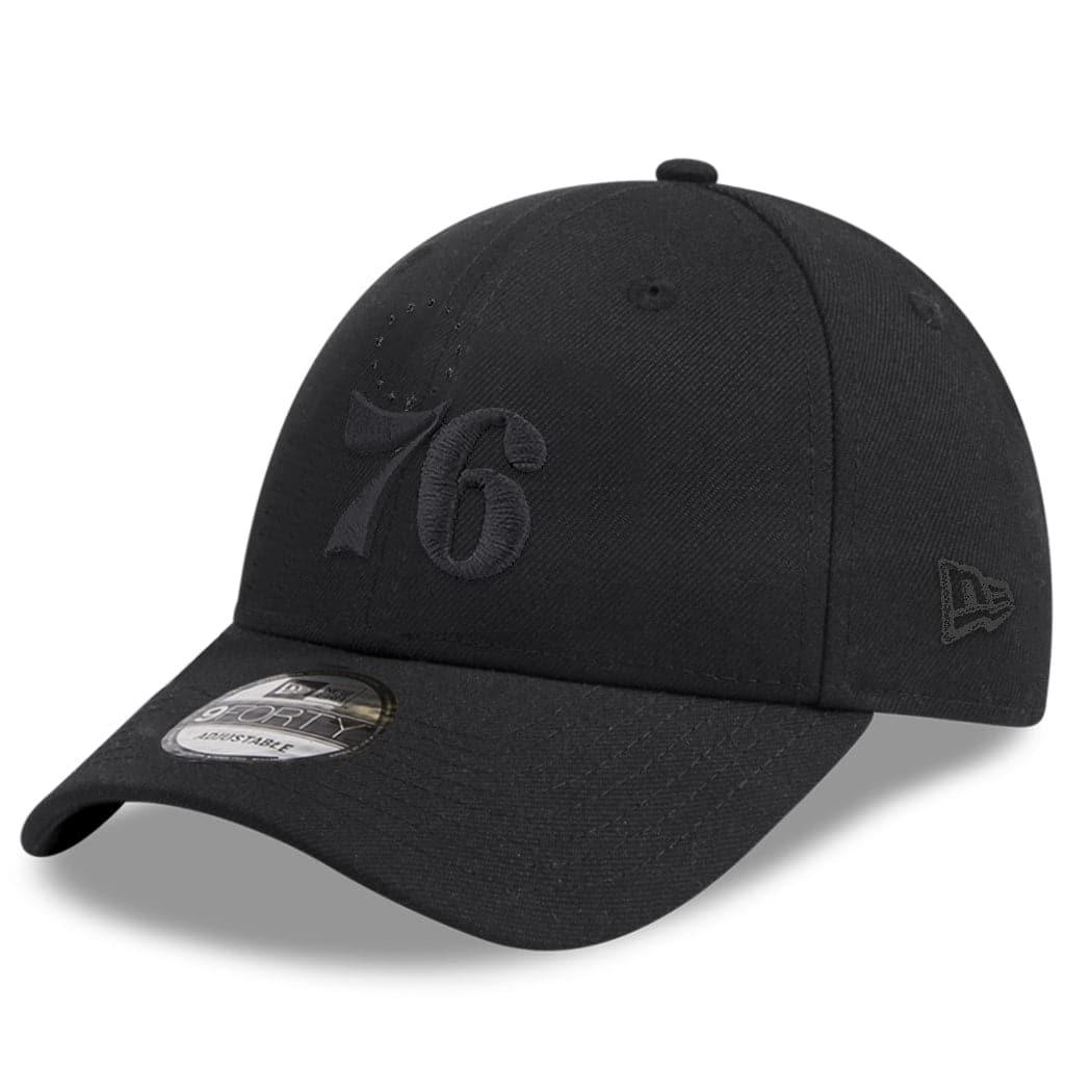 New Era Caps Philadelphia 76ers New Era NBA Black On Black 9FORTY Snapback Hat