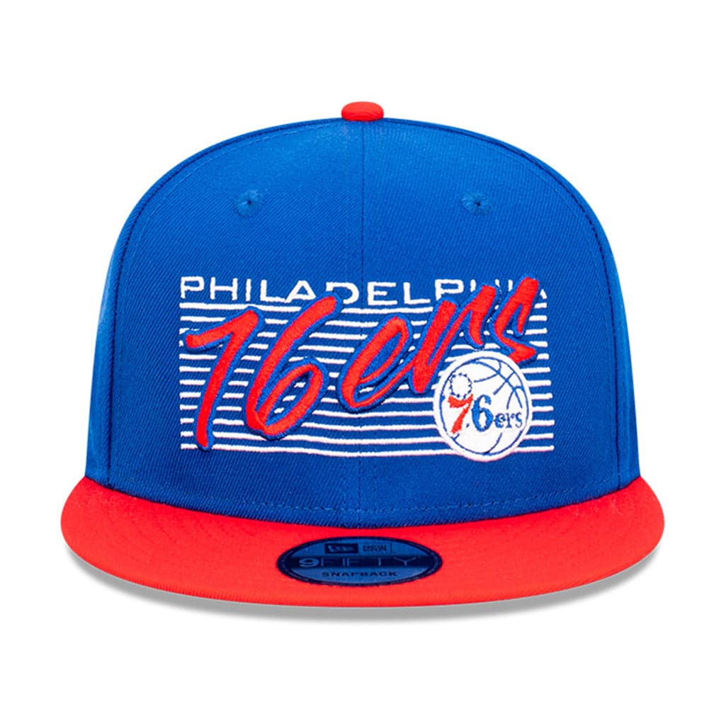 New Era Caps Philadelphia 76ers New Era NBA Retro Script 9FIFTY Snapback Hat - Blue