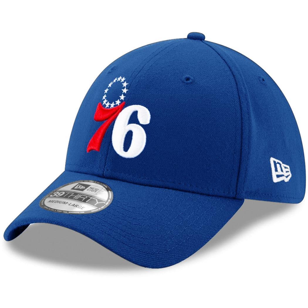 New Era Caps Philadelphia 76ers New Era NBA Team 39THIRTY Flex Fit Curve Hat - Blue