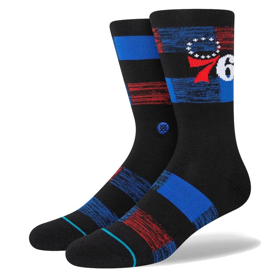 Stance Socks Large (9-12 US) Philadelphia 76ers Stance NBA Cryptic Crew Socks - Black