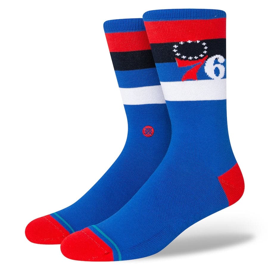 Stance Socks Large (9-12 US) Philadelphia 76ers Stance NBA Stripe Crew Socks - Blue