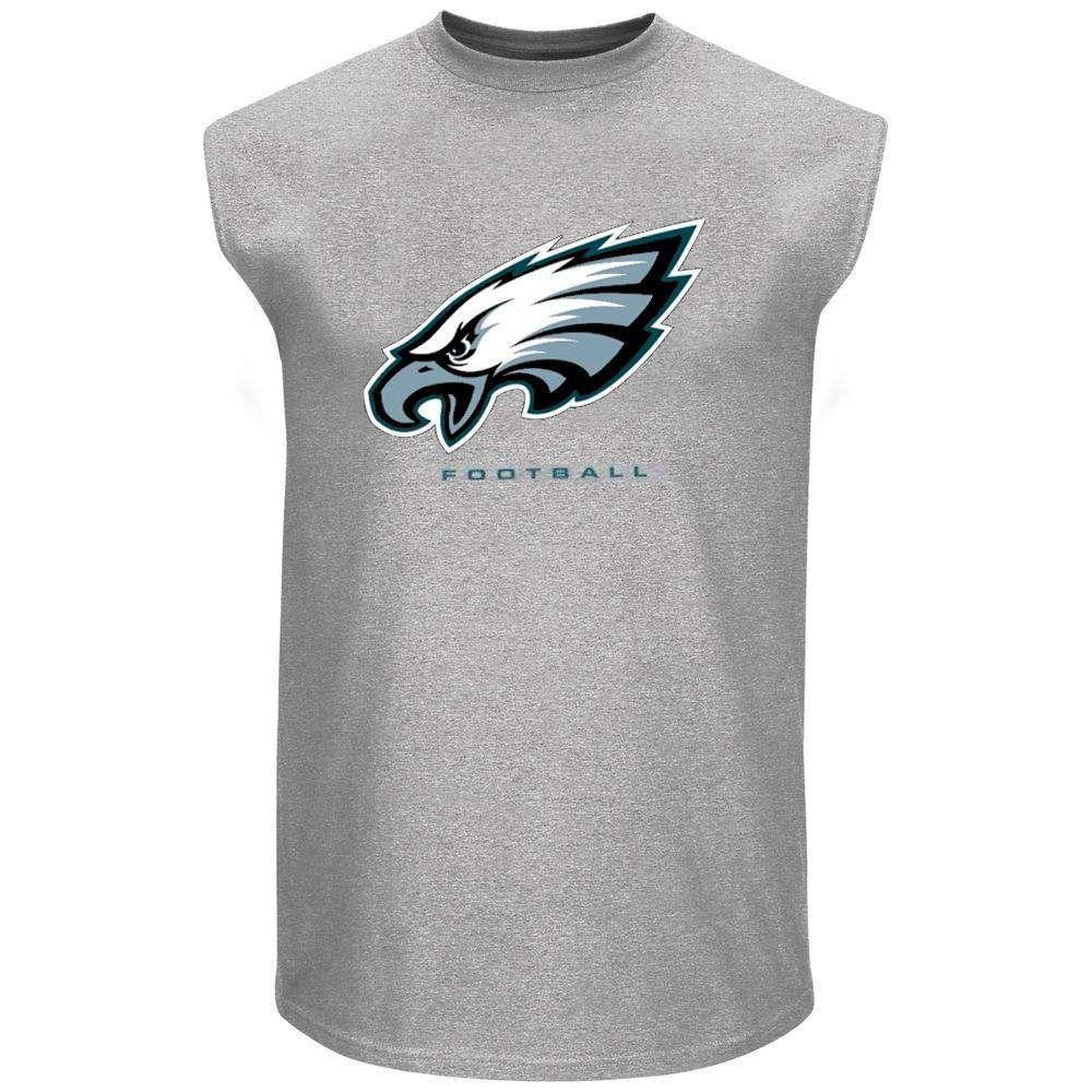 Majestic Athletic T-Shirts Philadelphia Eagles Majestic NFL Critical Victory Sleeveless Muscle T-Shirt - Grey