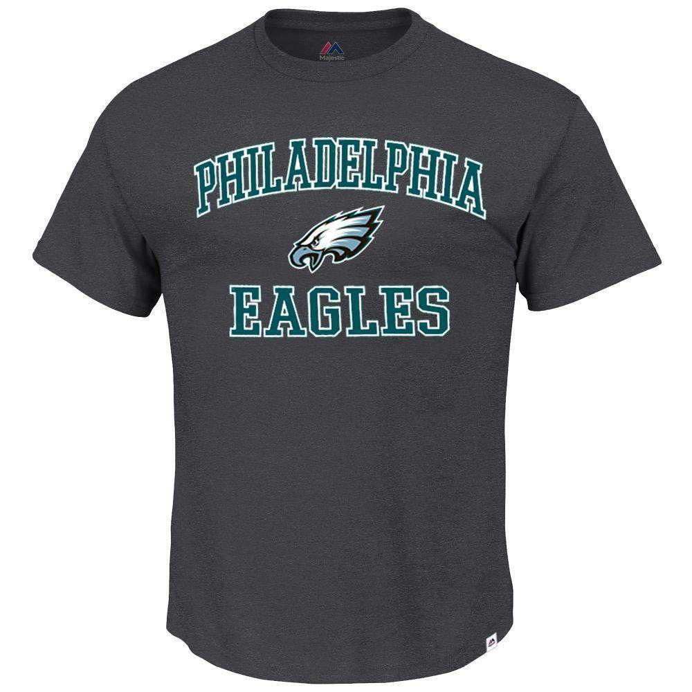 Majestic Athletic T-Shirts Philadelphia Eagles Majestic NFL Heart & Soul T-Shirt - Charcoal