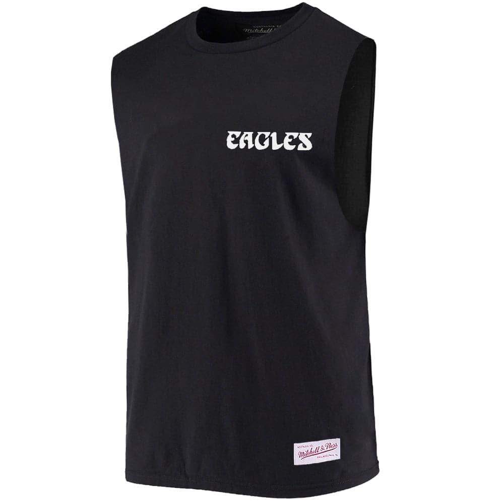 Mitchell And Ness T-Shirts Philadelphia Eagles Mitchell & Ness NFL Retro Repeat Muscle T-Shirt - Black