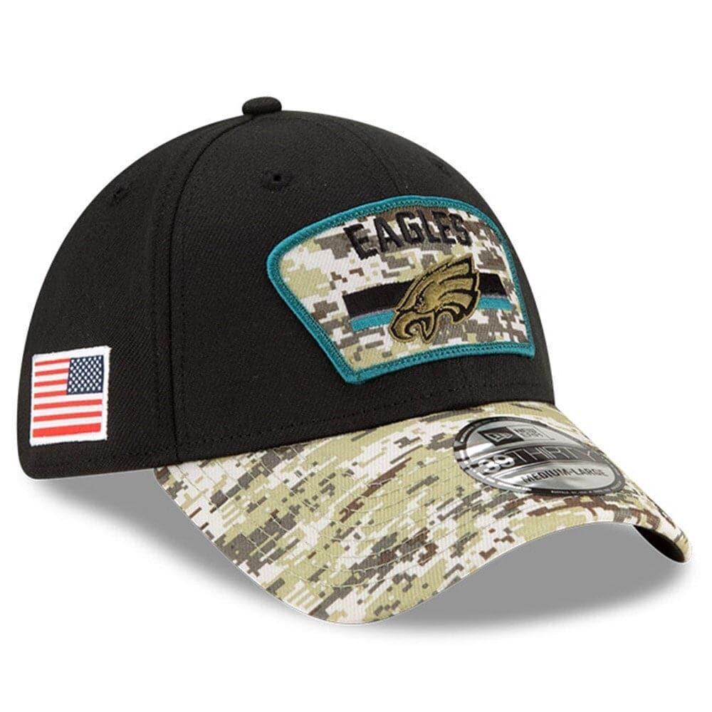 New Era Caps Philadelphia Eagles New Era NFL 2021 Salute To Service 39THIRTY Flex Fit Hat - Black