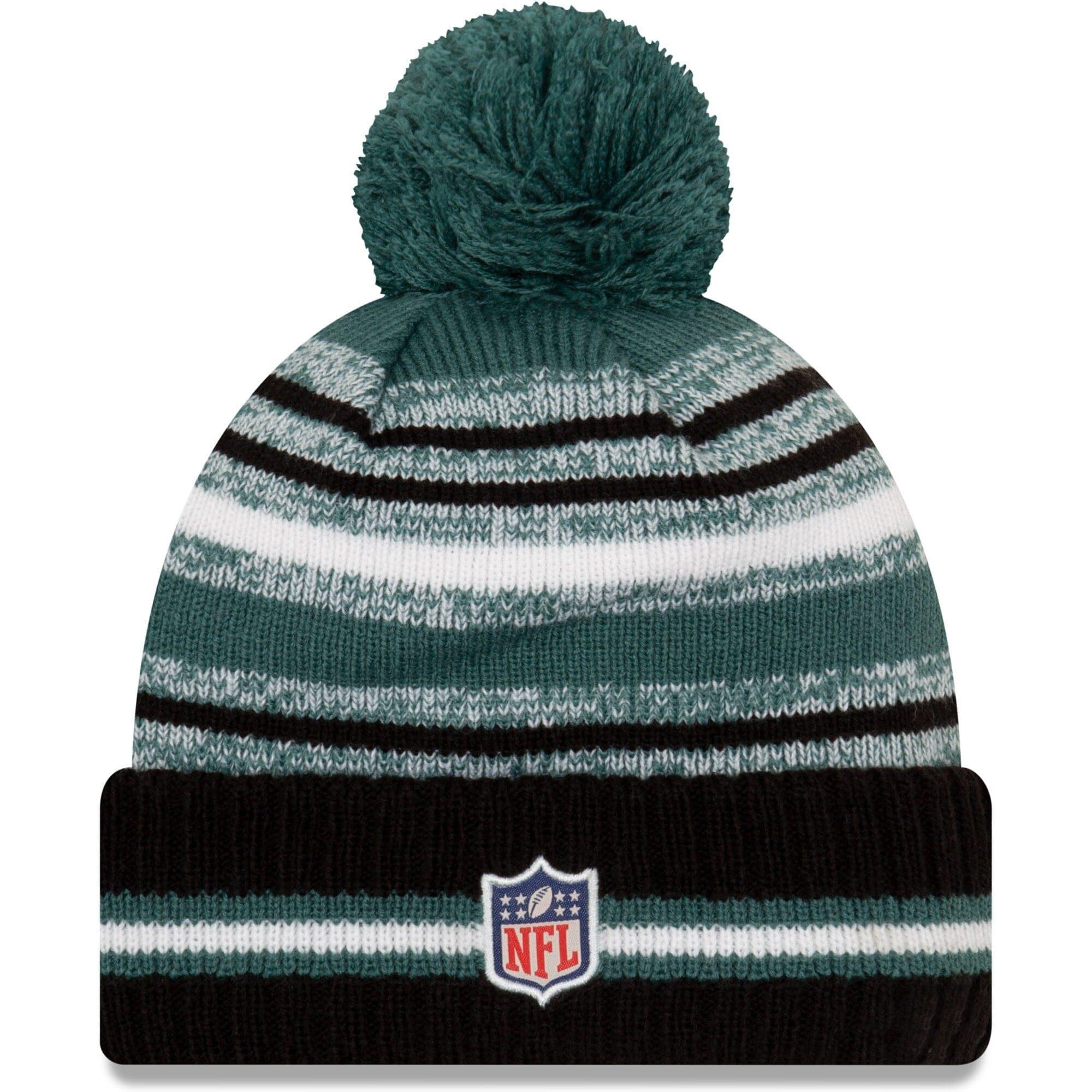 New Era Beanies Philadelphia Eagles New Era NFL 2021 Sideline Team Pom Knit Beanie - Green
