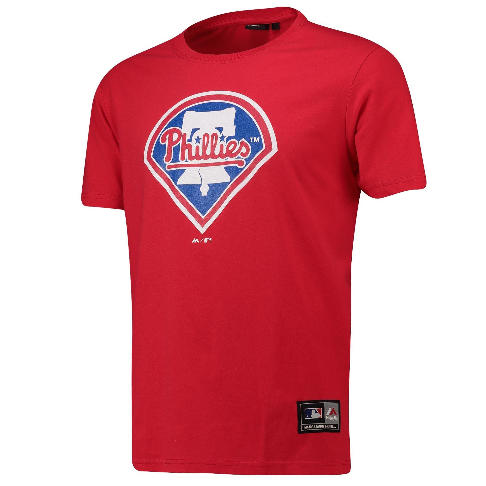 Majestic Athletic T-Shirts Philadelphia Phillies Majestic MLB Prism Logo T-Shirt - Red