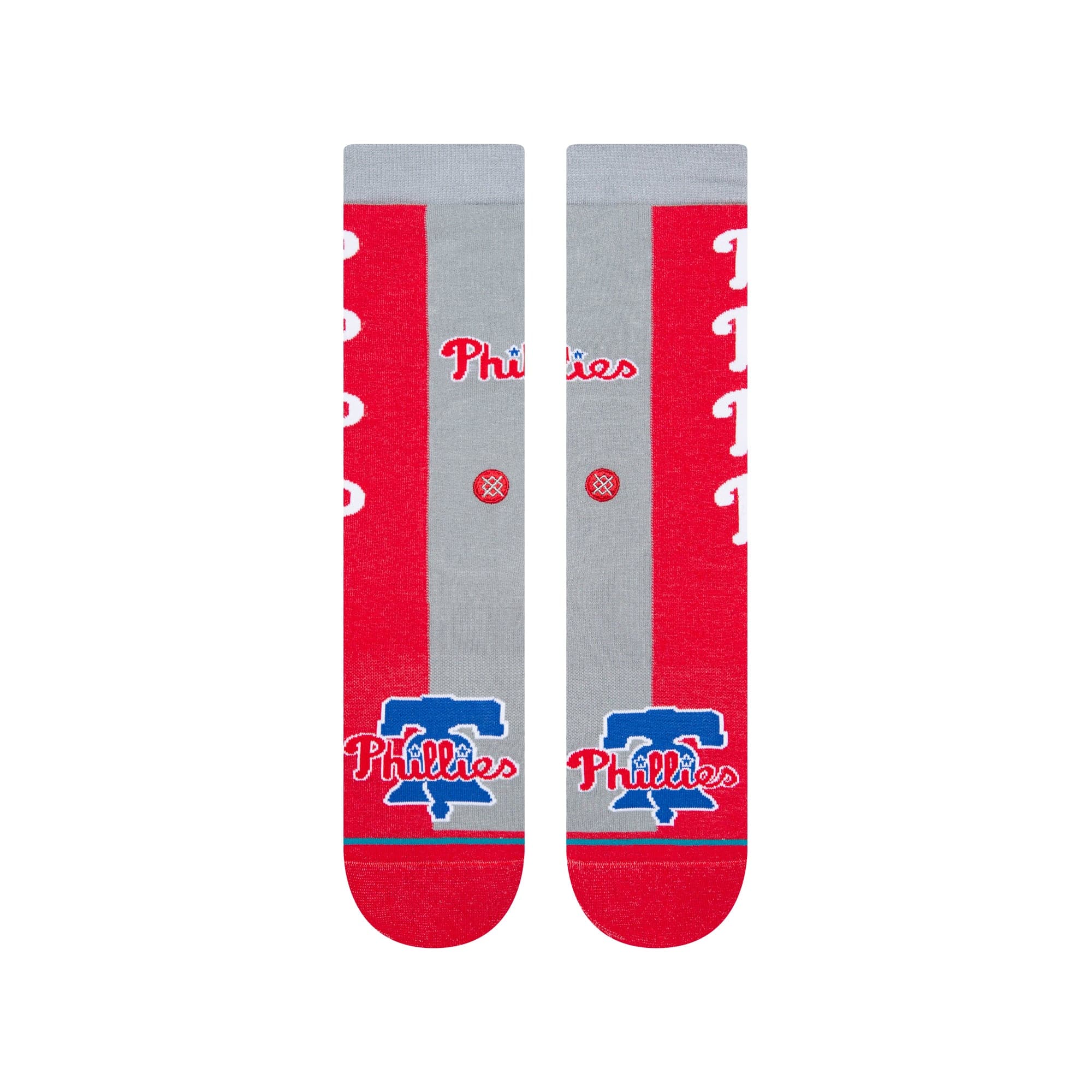 Stance Socks Large (9-12 US) Philadelphia Phillies Stance MLB Grey Split Crew Socks - Red
