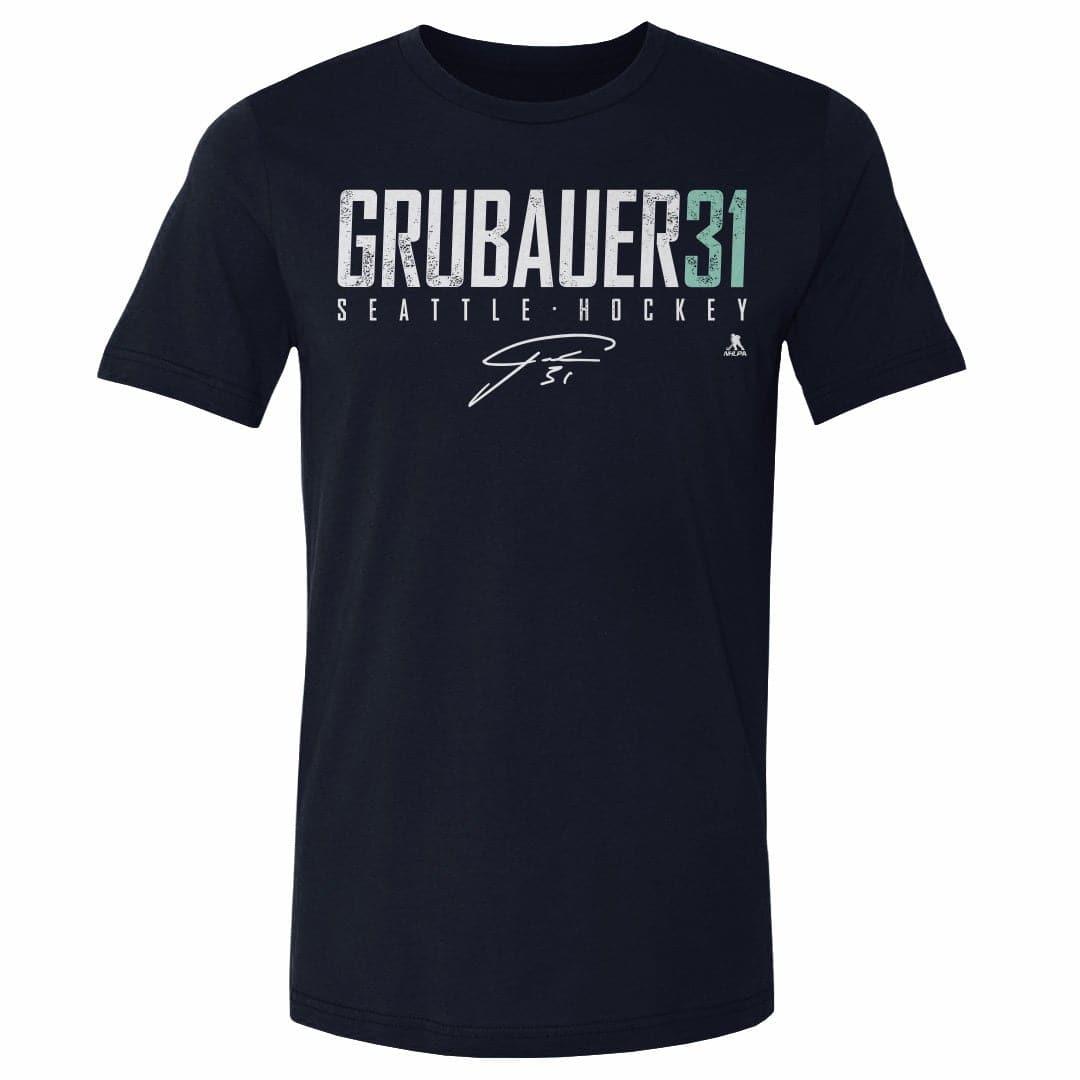 500 Level T-Shirts Philipp Grubauer Seattle Kraken 500 Level NHL Elite T-Shirt - Navy