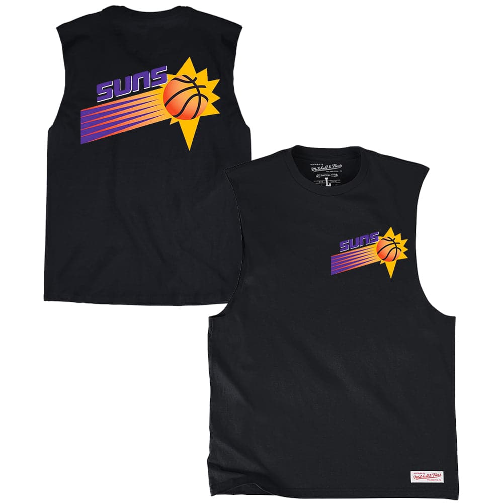 Mitchell And Ness T-Shirts Phoenix Suns Mitchell & Ness NBA Retro Repeat Muscle T-Shirt - Black