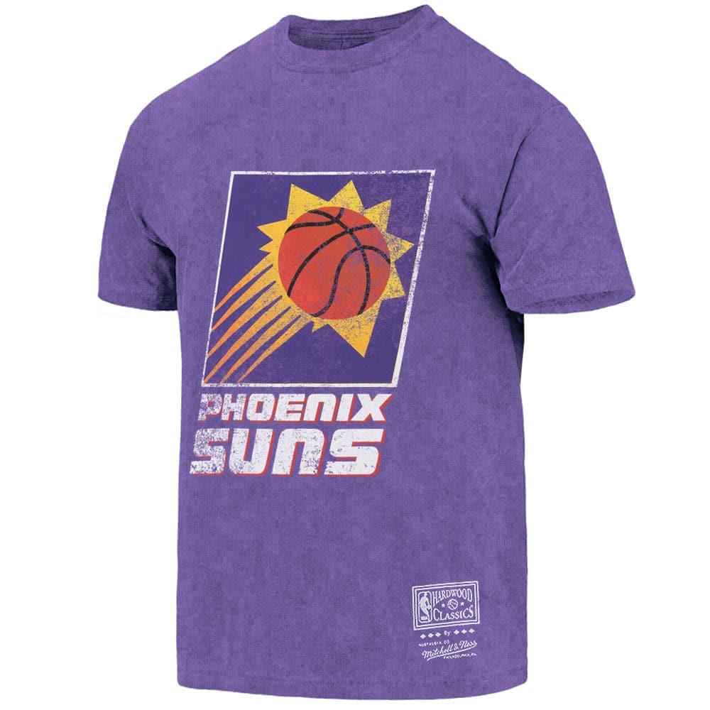 Mitchell And Ness T-Shirts Phoenix Suns Mitchell & Ness NBA XL Logo Snow Wash Vintage T-Shirt - Purple