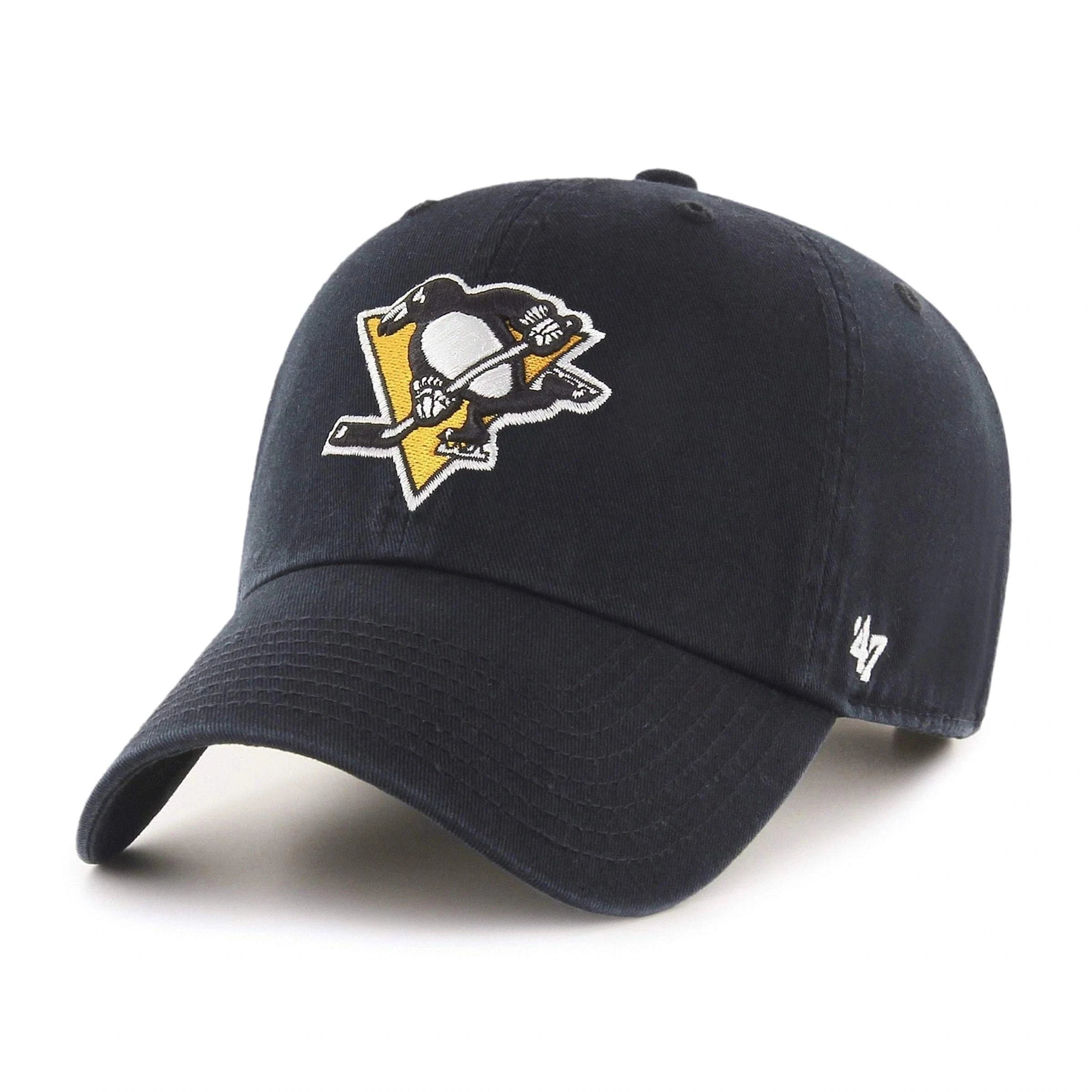47 Brand Caps Pittsburgh Penguins '47 NHL Team Clean Up Strapback Hat - Black