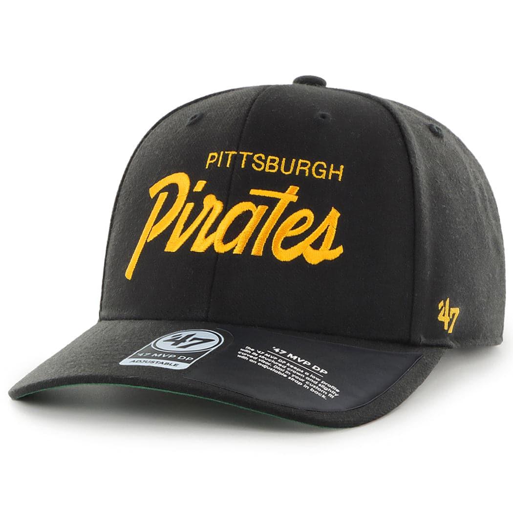 47 Brand Caps Pittsburgh Pirates ‘47 MLB Replica Script MVP DP Pre-Curved Snapback Hat - Black