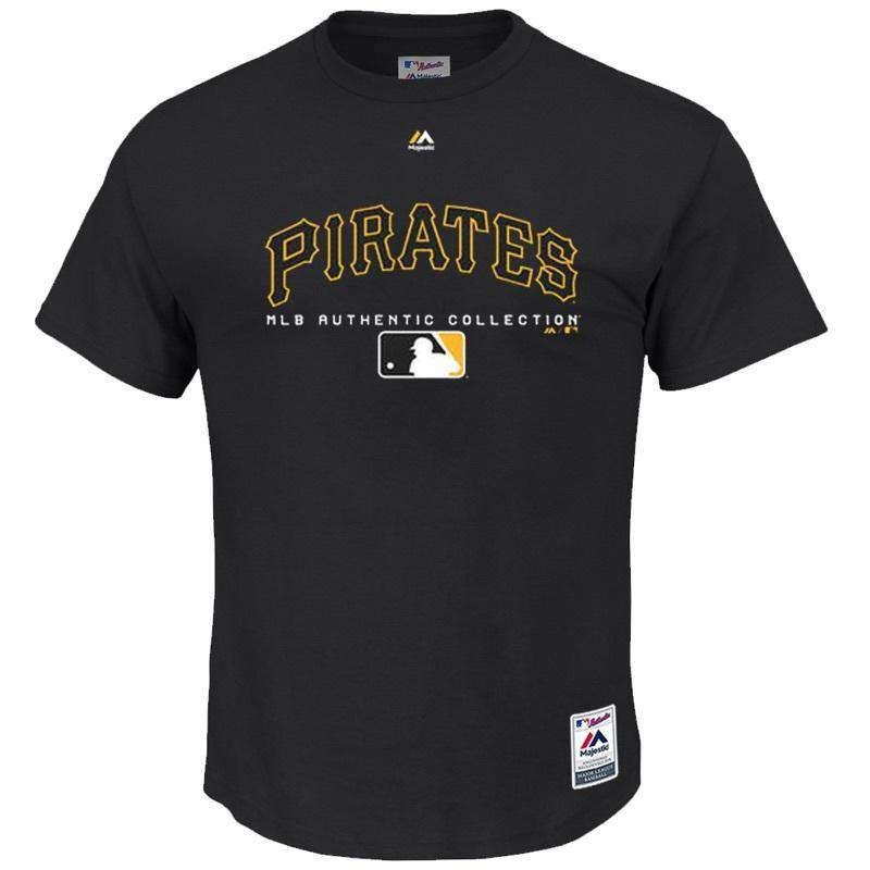 Majestic Athletic T-Shirts Pittsburgh Pirates Majestic MLB Authentic Team Drive T-Shirt - Black