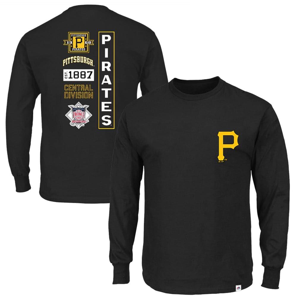 Majestic Athletic Long Sleeve Tees Pittsburgh Pirates Majestic MLB Gramer Long Sleeve T-Shirt - Black