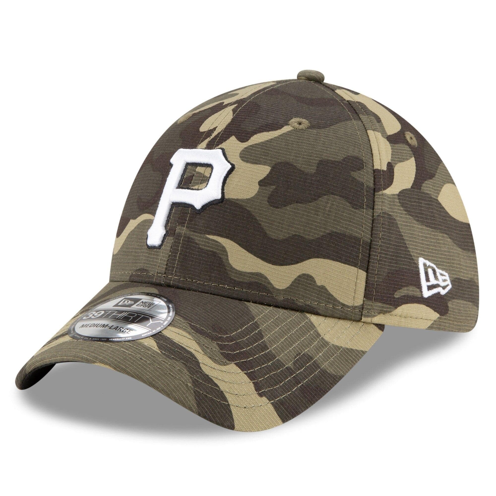 New Era Caps Pittsburgh Pirates New Era MLB 2021 Armed Forces 39THIRTY Flex Fit Curve Hat - Camo